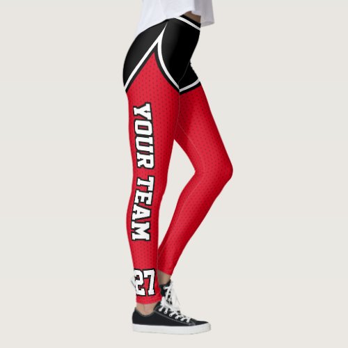 Basketball Red Black Outlines Varsity Sports Leggings