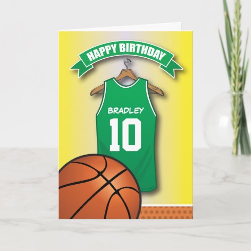 Basketball Red Jersey Sports Custom Birthday Card