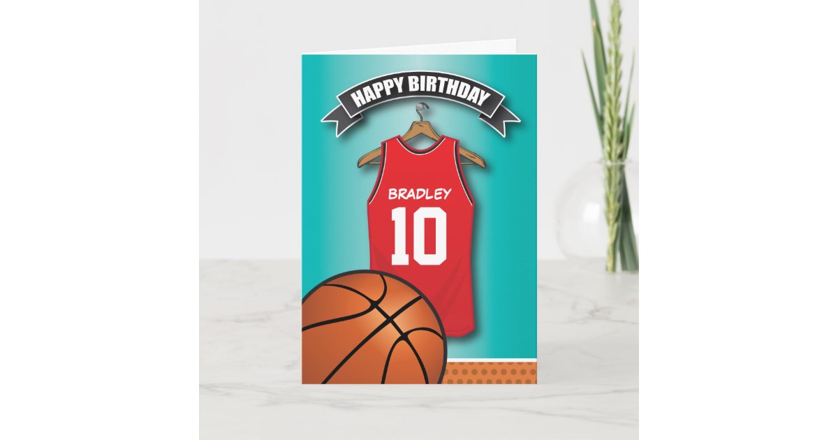 Basketball Red Jersey Sports Custom Birthday Card Zazzle Com