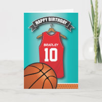 Basketball Red Jersey Sports Custom Birthday Card