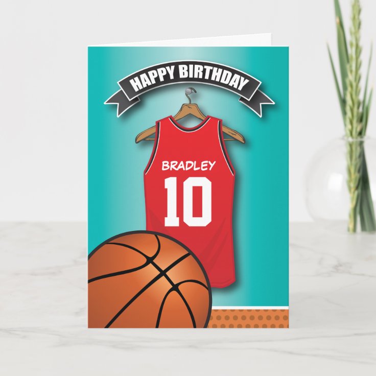 Basketball Red Jersey Sports Custom Birthday Card Zazzle