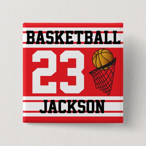 Basketball Red  White Stripes  DIY Text Button