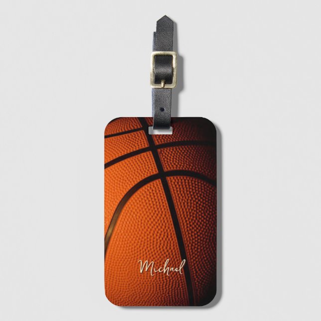 Basketball Replace Own Name Customizable  Luggage Tag (Front Vertical)