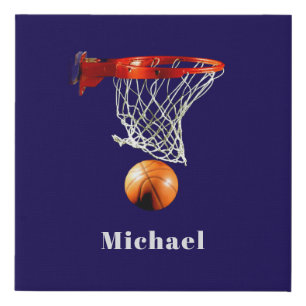 Basketball Replace with Your Name Faux Canvas Print