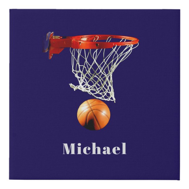 Basketball Replace with Your Name Faux Canvas Print (Front)