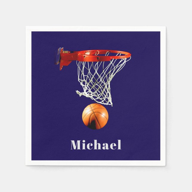 Basketball Replace with Your Name Napkins (Front)