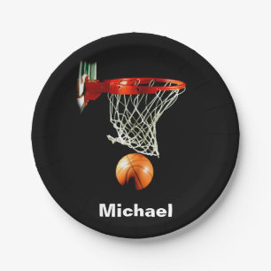 Basketball Replace with Your Name Paper Plates