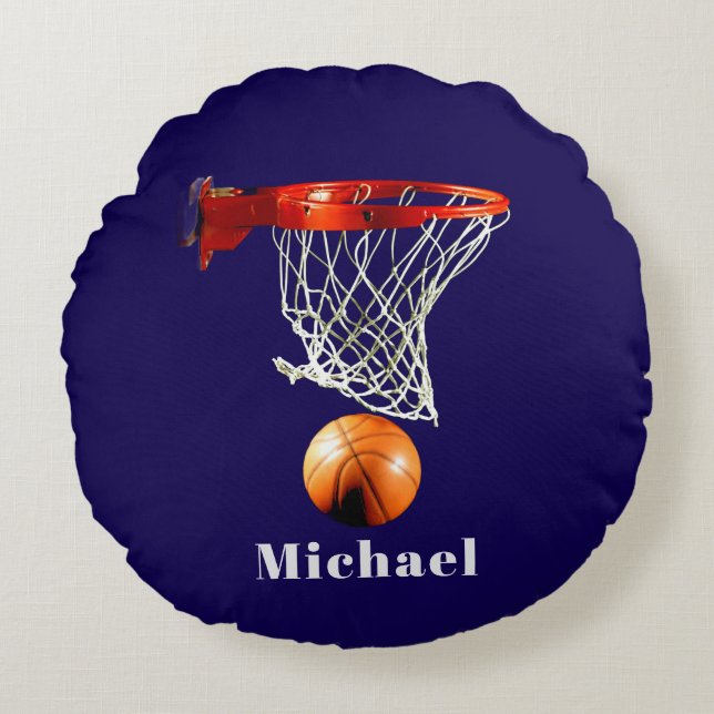 Basketball Replace with Your Name Round Pillow (Front)