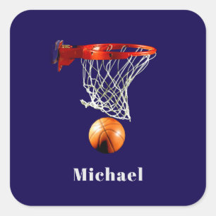 Basketball Replace with Your Name Square Sticker