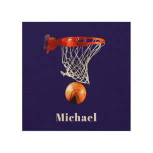 Basketball Replace with Your Name Wood Wall Art