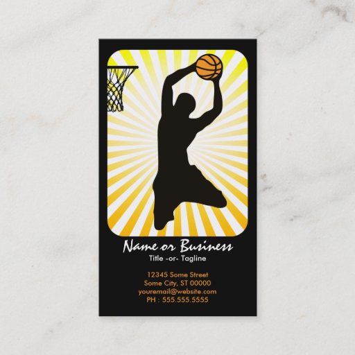 Customizable basketball : retro rays : business cards