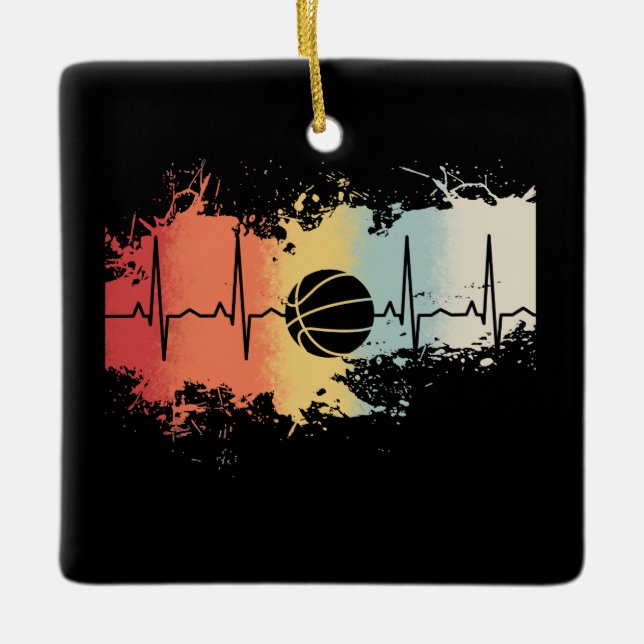 Basketball Retro Vintage Ceramic Ornament (Front)