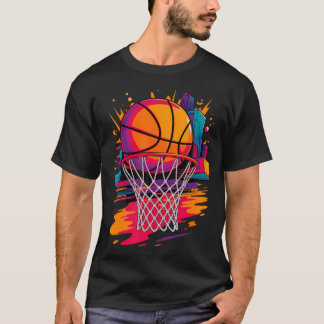 Basketball Retro Vintage Colorful Tie Dye Color T-Shirt