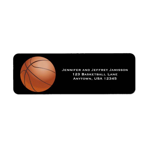 Basketball Return Address Labels on Black