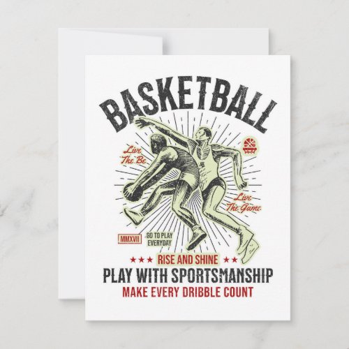 Basketball _ Rise  Shine Play With Sportsmanship Holiday Card