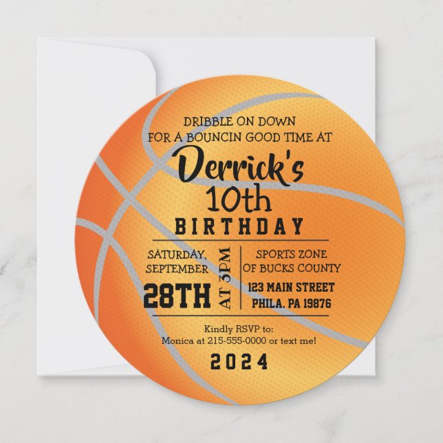BASKETBALL ROUND Birthday Party Invitation (Front)