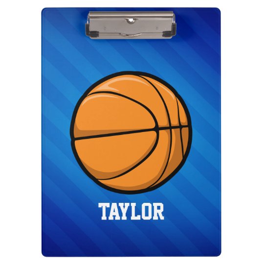 Basketball; Royal Blue Stripes Clipboard | Zazzle.com