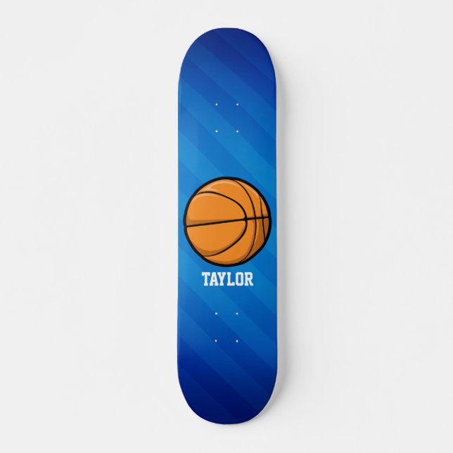 Basketball; Royal Blue Stripes Skateboard Deck (Front)
