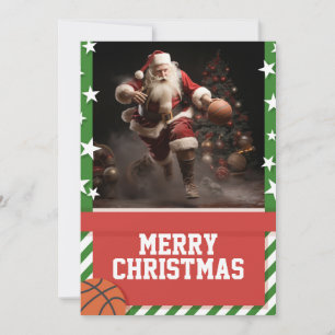 Basketball santa claus holiday card