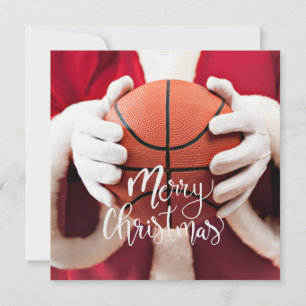 Basketball Santa Claus is playing with Christmas Card