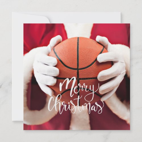 Basketball Santa Claus is playing with Christmas   Card