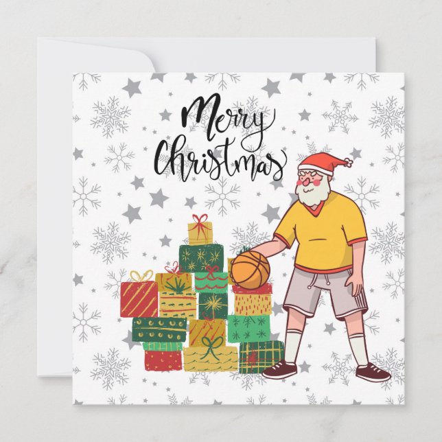 Basketball Santa Claus is playing with Christmas  Card (Front)
