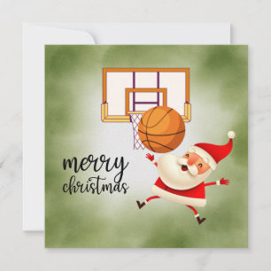 Basketball Santa Claus is playing with Christmas Card