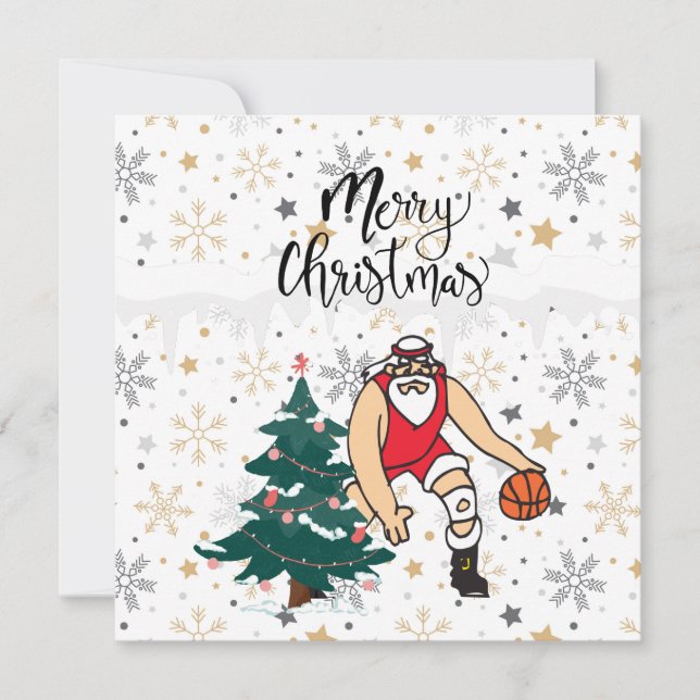 Basketball Santa Claus is playing with Christmas   Card (Front)