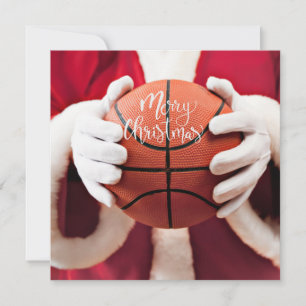 Basketball Santa Claus is playing with Christmas Card