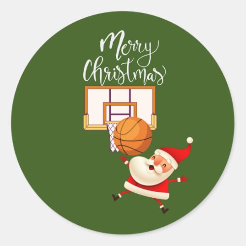 Basketball Santa Claus is playing with Christmas   Classic Round Sticker