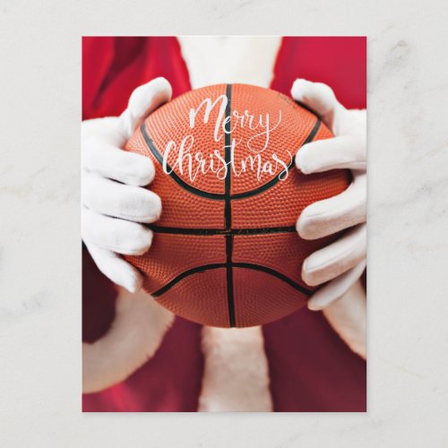 Basketball Santa Claus is playing with Christmas   Postcard