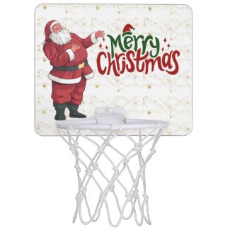 Basketball Santa Claus say Merry Christmas  Mini Basketball Hoop