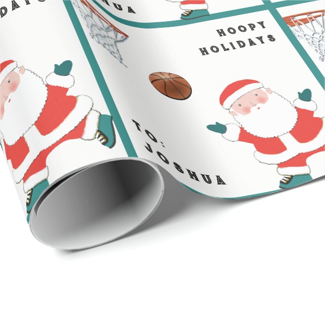 Basketball Santa Funny Wrapping Paper (Roll Corner)