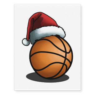 Basketball Santa Hat, Basketball Lover, Funny Xmas Temporary Tattoos