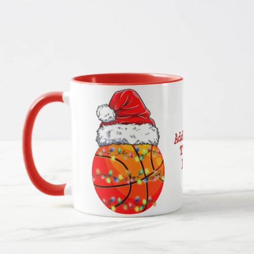 Basketball Santa Hat Christmas Light  Xmas party Mug