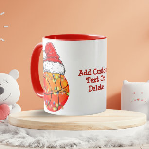 Basketball Santa Hat Christmas Light Xmas party Mug