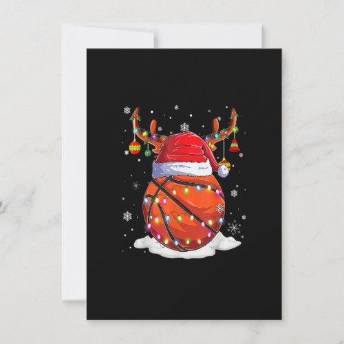 Basketball Santa Hat Reindeer Christmas Lights Fun Invitation