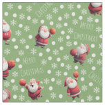 Basketball Santa on Dollar Bill Green Fabric
