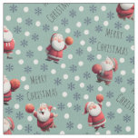 Basketball Santa on Light Viridian Green Fabric