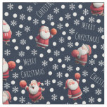 Basketball Santa on Navy Blue Fabric