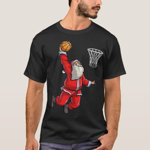 Basketball Santa Slam Dunk Christmas Xmas Ball Spo T_Shirt