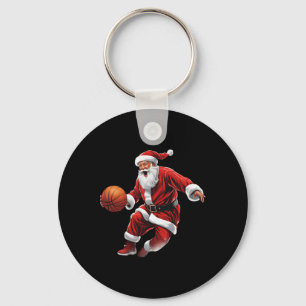 Basketball Santa Slam Dunk Ugly Christmas  Keychain