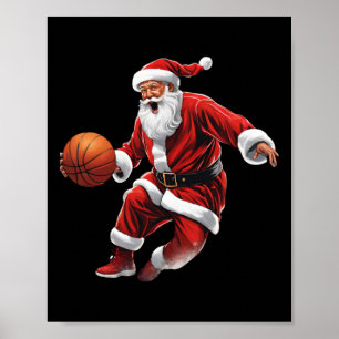 Basketball Santa Slam Dunk Ugly Christmas Poster