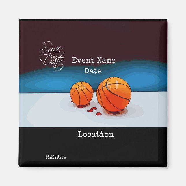 Basketball Save the Date for Party Invitation Magnet (Front)