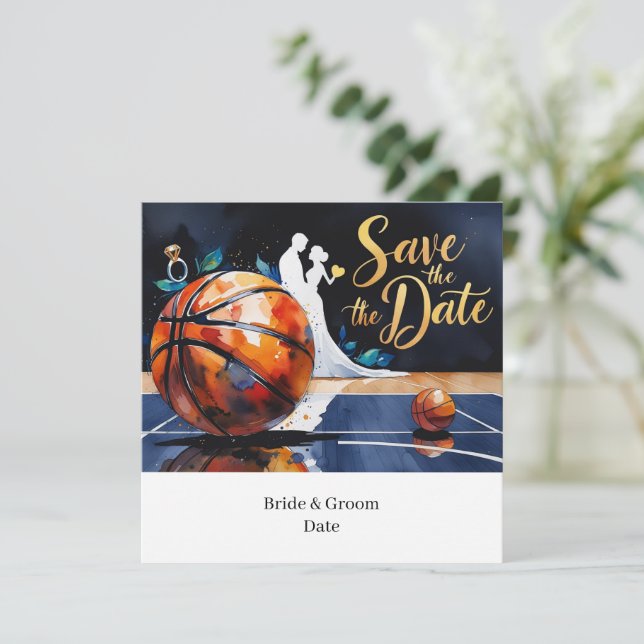 Basketball Save the Date Wedding Invitation (Standing Front)