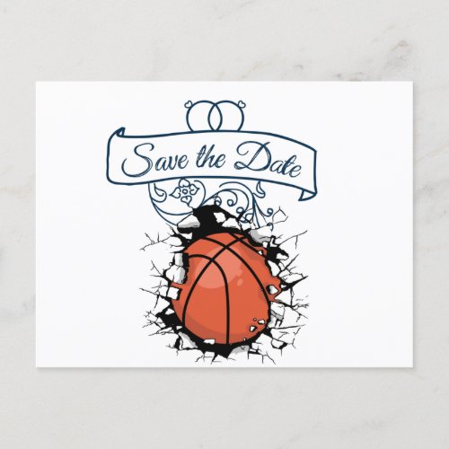 Basketball Save the Date Wedding Invitation Postcard