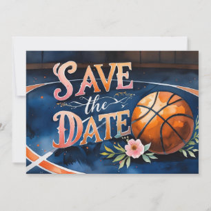 Basketball Save the date with basketball on court Invitation