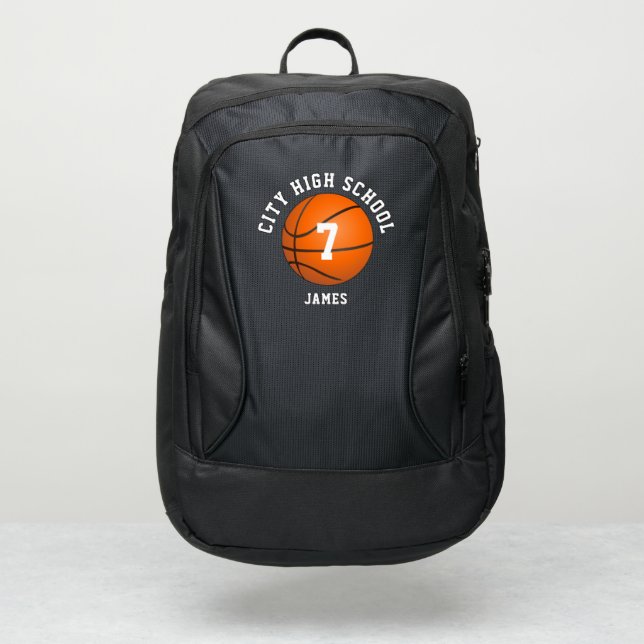 Basketball School Sport Editable Names Port Authority® Backpack (Front)