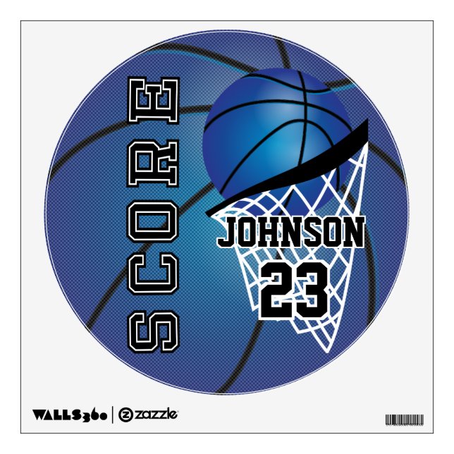 Basketball Score - DIY Name and Number - Dark Blue Wall Decal (Front)