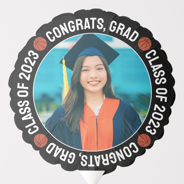 Basketball Senior Congrats Custom Graduation Photo Balloon (Front)